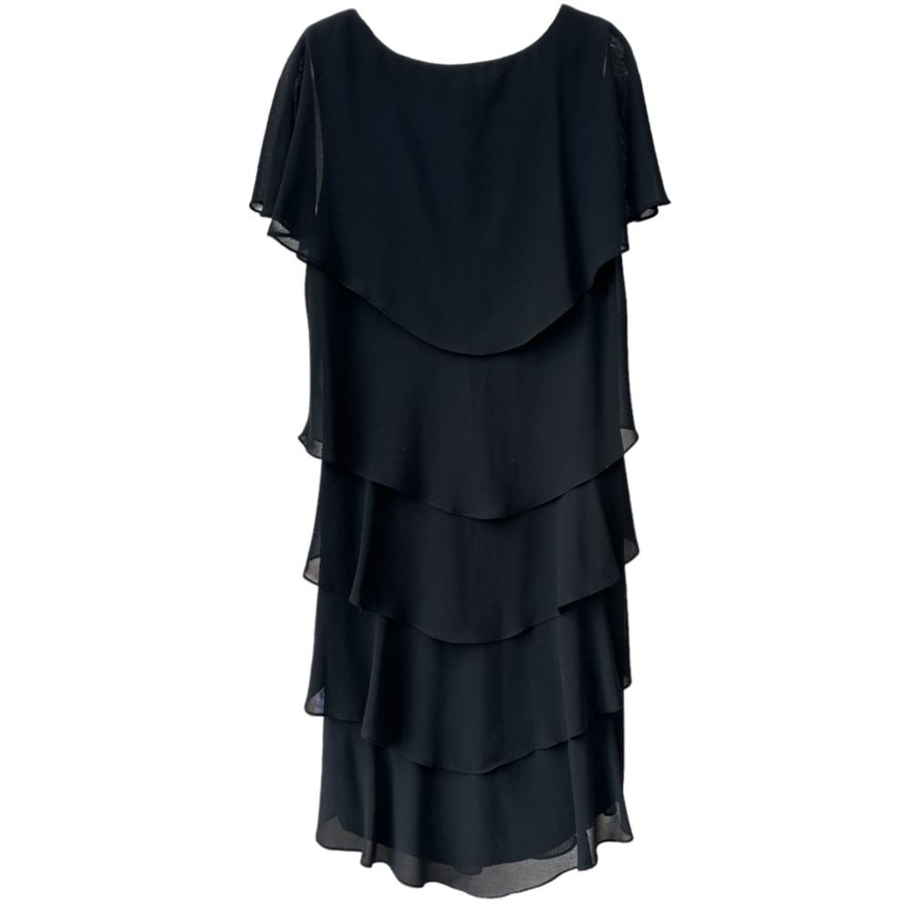 Little Black Cocktail Dress Layered Chiffon Elegant Romantic Flowy Patra Size 14 - Picture 6 of 16